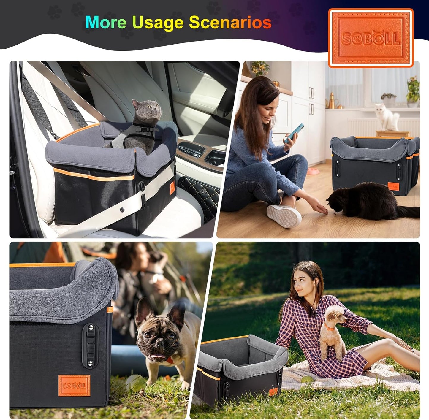 Dog Car Seat - Small Dogs Waterproof Booster Clip-On Harness and Thick Memory Foam Padding Pet Travel Bed Small Dog Car Seat Cover (Black, Small)