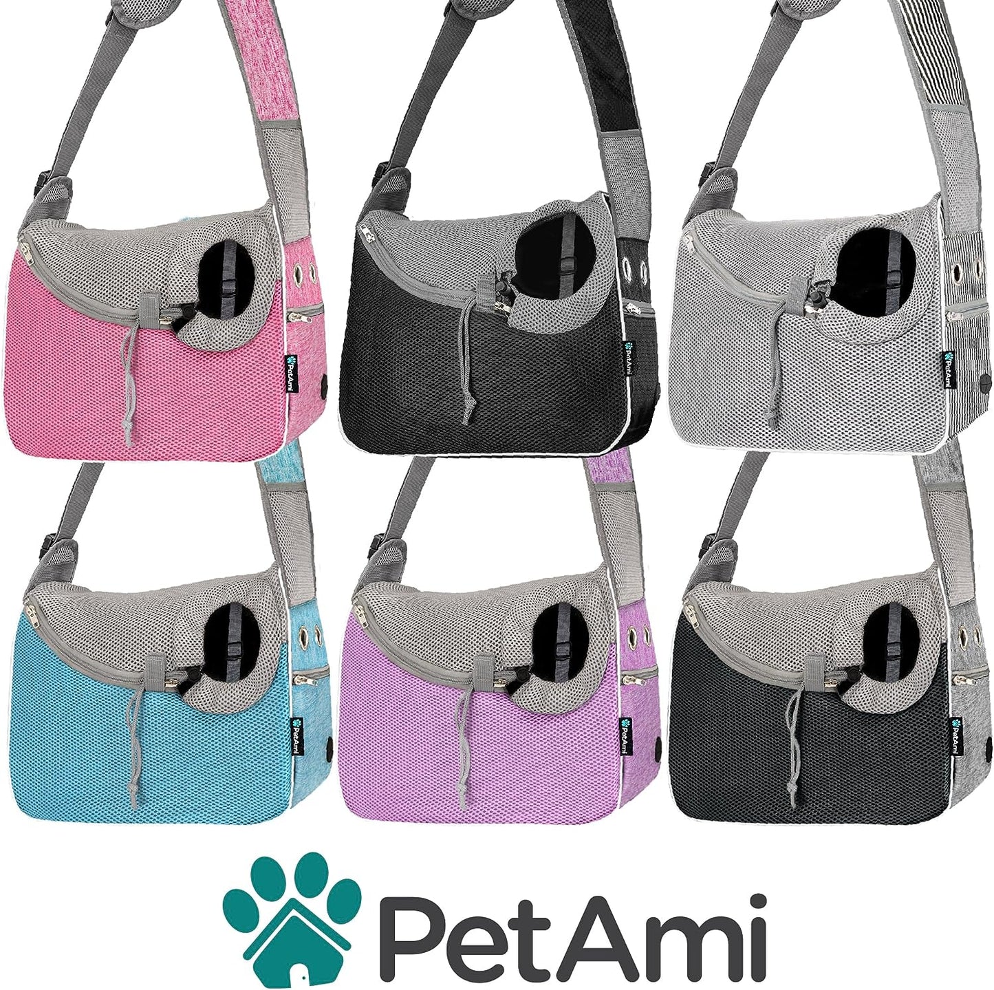 Small Dog Sling Carrier, Soft-Sided Crossbody Puppy Carrying Purse Bag, Adjustable Sling Pet Pouch to Wear Medium Dog Cat Travel, Dog Bag for Traveling, Poop Bag Dispenser, Max 10 Lbs, Blue