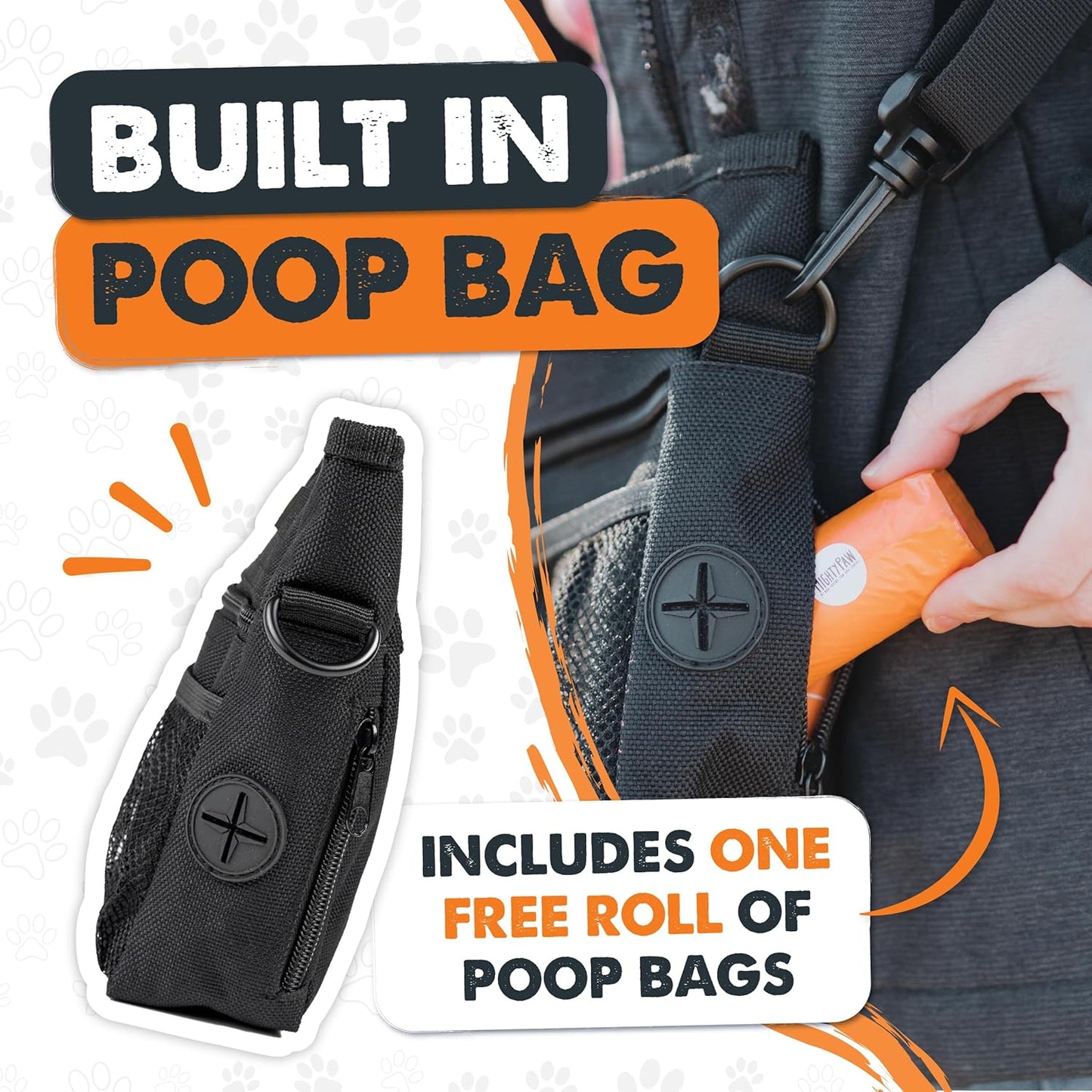 Dog Treat Pouch 2.0 | Pet Training Hands-Free Snack Bag W/Strap. Holds 2 Cups Kibble, Poop Bags, Phone & Keys. Magnetic Clasp & Waist Belt Clip. Includes 1 Roll of Poop Bags