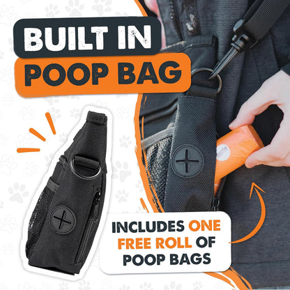 Dog Treat Pouch 2.0 | Pet Training Hands-Free Snack Bag W/Strap. Holds 2 Cups Kibble, Poop Bags, Phone & Keys. Magnetic Clasp & Waist Belt Clip. Includes 1 Roll of Poop Bags