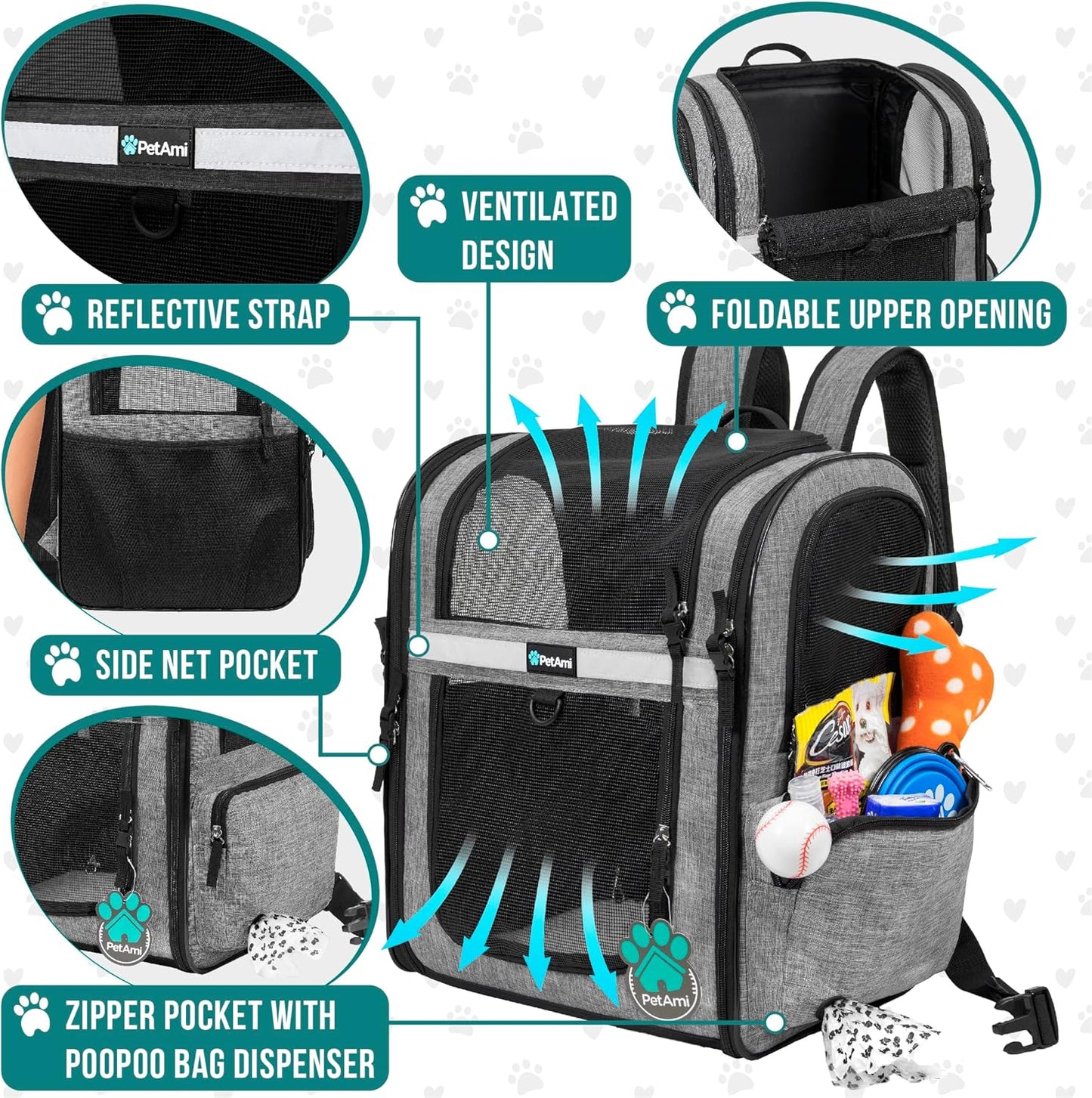Pet Carrier Backpack for Small and Large Dogs, Puppies, Ventilated Hiking Bag for Pet, Travel Bag, Pet Approved Backpack
