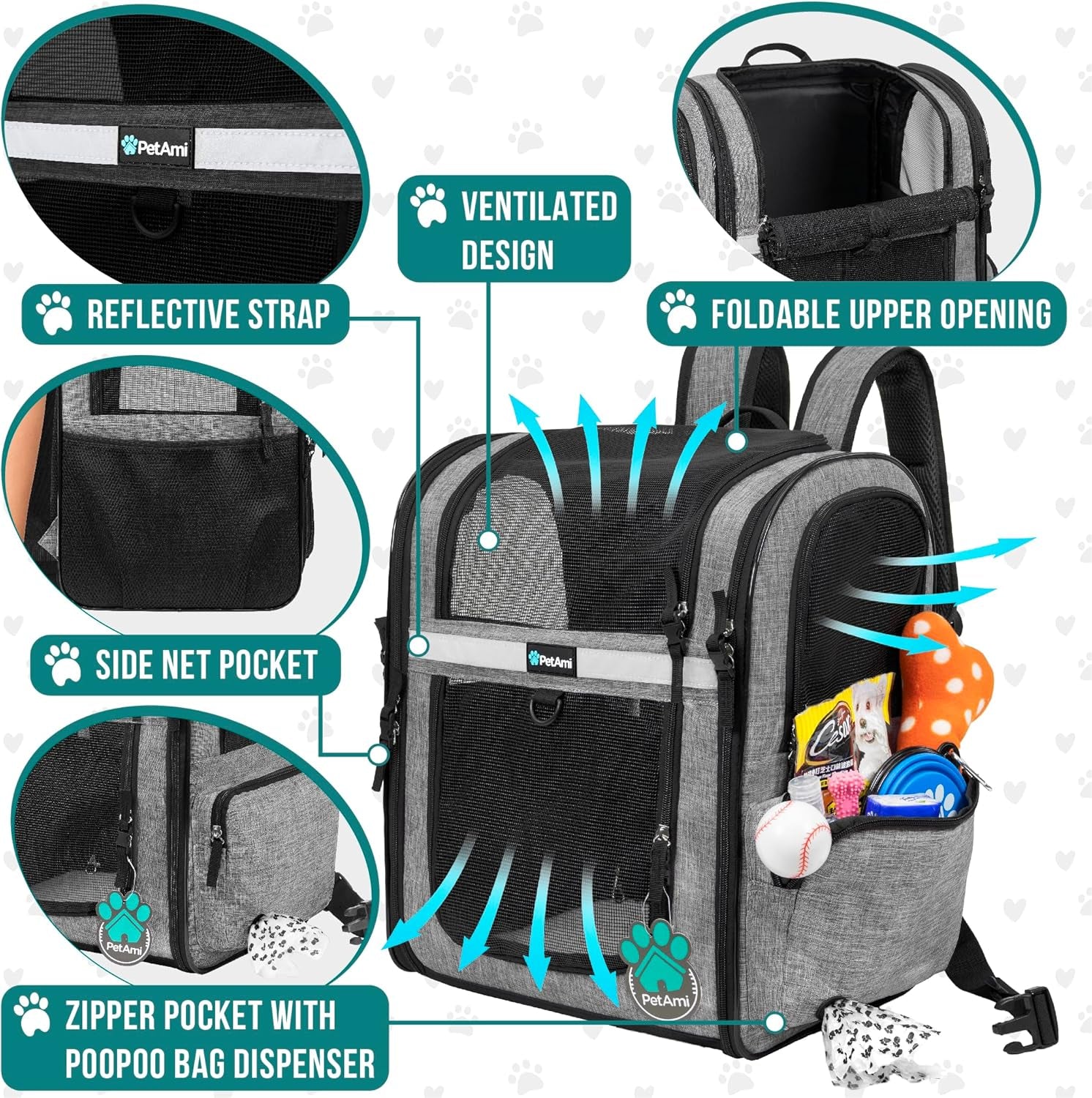 Pet Carrier Backpack for Small and Large Dogs, Puppies, Ventilated Hiking Bag for Pet, Travel Bag, Pet Approved Backpack