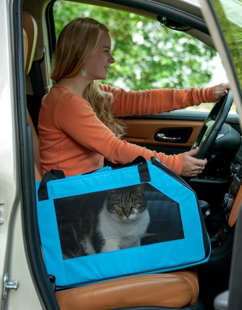 Signature Pet Car Seat & Carrier for Cats and Dogs up to 20-Pounds, Aqua