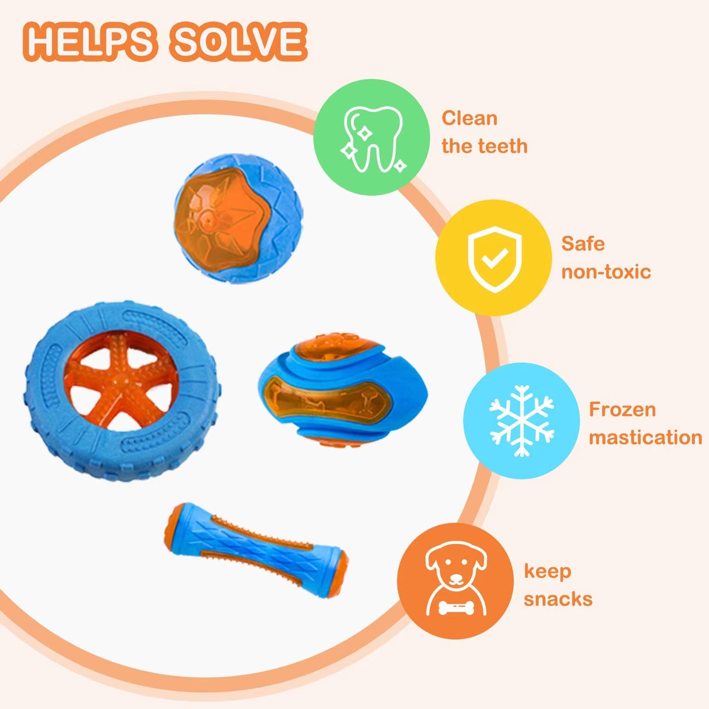 Durable Rubber Dog Chew Toys - Interactive Squeaky Training and Teeth Cleaning Toy for Large Dogs
