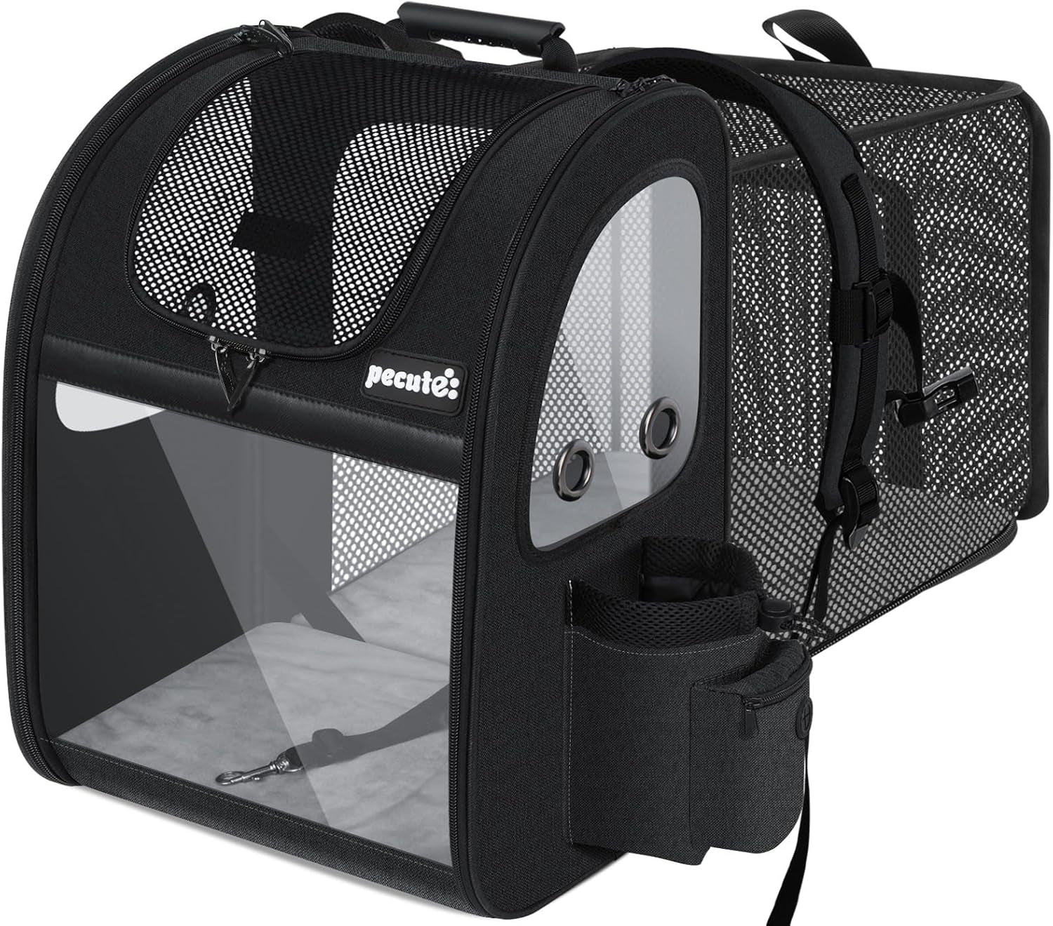 Dog Carrier Backpack Expandable, Pet Backpack Carrier for Small Dogs & Cats up to 18 Lbs, Waterproof & Breathable Mesh Design, Ideal for Hiking, Travel, Camping, and Outdoor Adventures Black