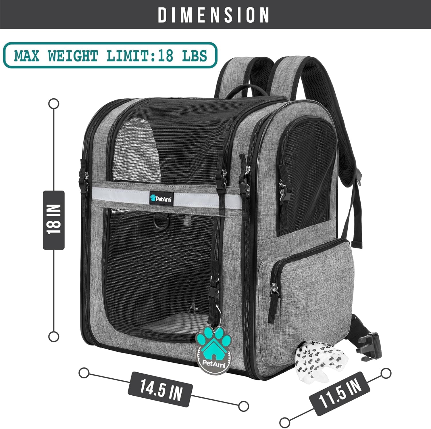 Pet Carrier Backpack for Small and Large Dogs, Puppies, Ventilated Hiking Bag for Pet, Travel Bag, Pet Approved Backpack