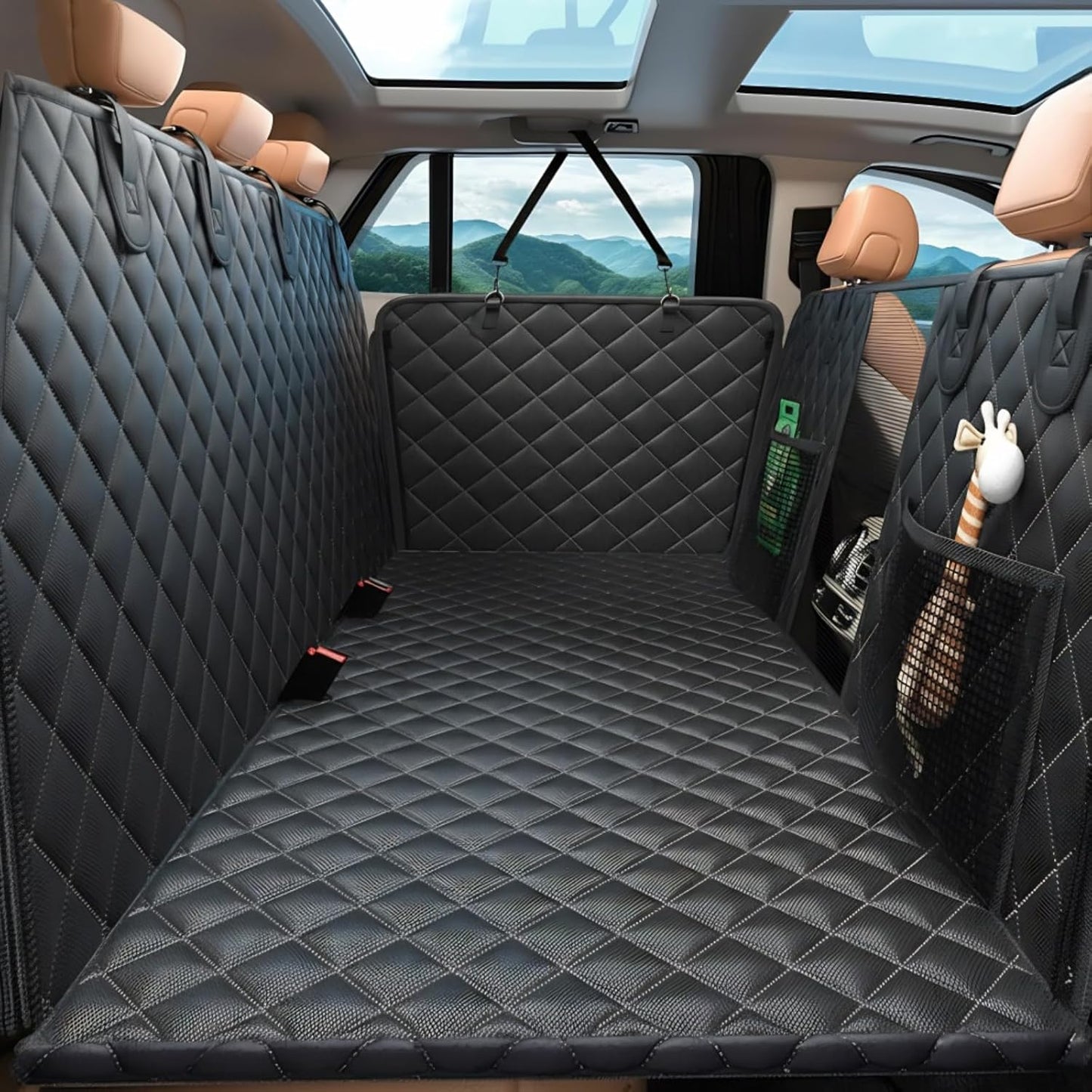 Dog Car Seat Cover for Back Seat, Hard Bottom Hold 500Lbs Back Seat Extender for Dogs, Waterproof Strudy Thickened Comfortable Back Seat Pet Cover for Dogs, Dog Hammock for Car SUV Small Truck