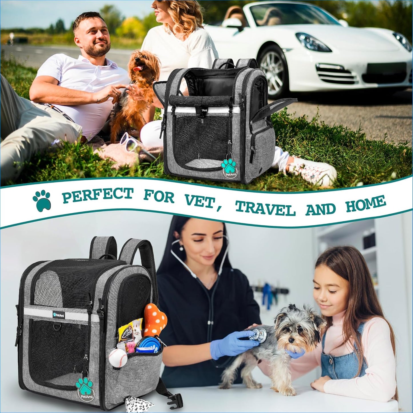 Pet Carrier Backpack for Small and Large Dogs, Puppies, Ventilated Hiking Bag for Pet, Travel Bag, Pet Approved Backpack