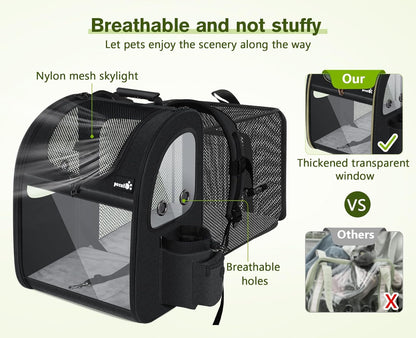 Dog Carrier Backpack Expandable, Pet Backpack Carrier for Small Dogs & Cats up to 18 Lbs, Waterproof & Breathable Mesh Design, Ideal for Hiking, Travel, Camping, and Outdoor Adventures Black