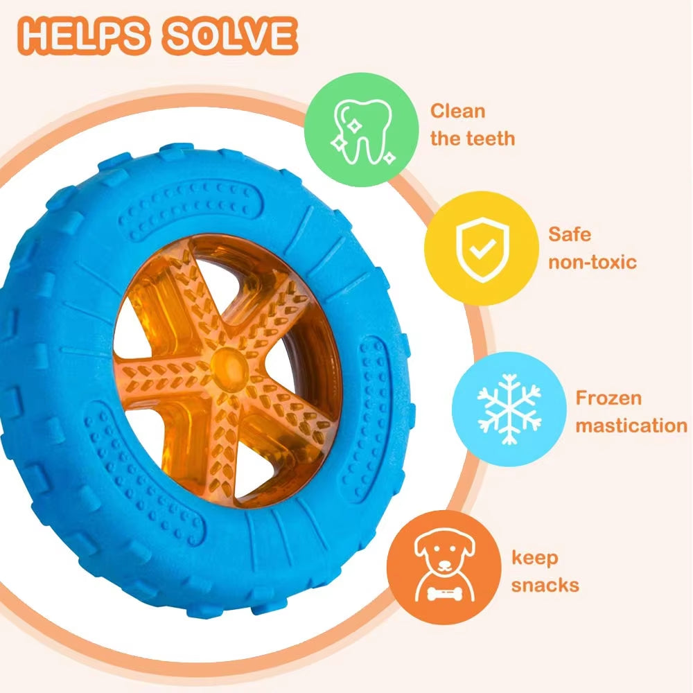 Durable Rubber Dog Chew Toys - Interactive Squeaky Training and Teeth Cleaning Toy for Large Dogs