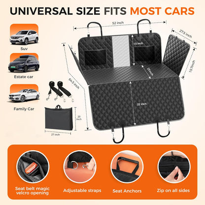 Dog Car Seat Cover for Back Seat, Hard Bottom Hold 500Lbs Back Seat Extender for Dogs, Waterproof Strudy Thickened Comfortable Back Seat Pet Cover for Dogs, Dog Hammock for Car SUV Small Truck