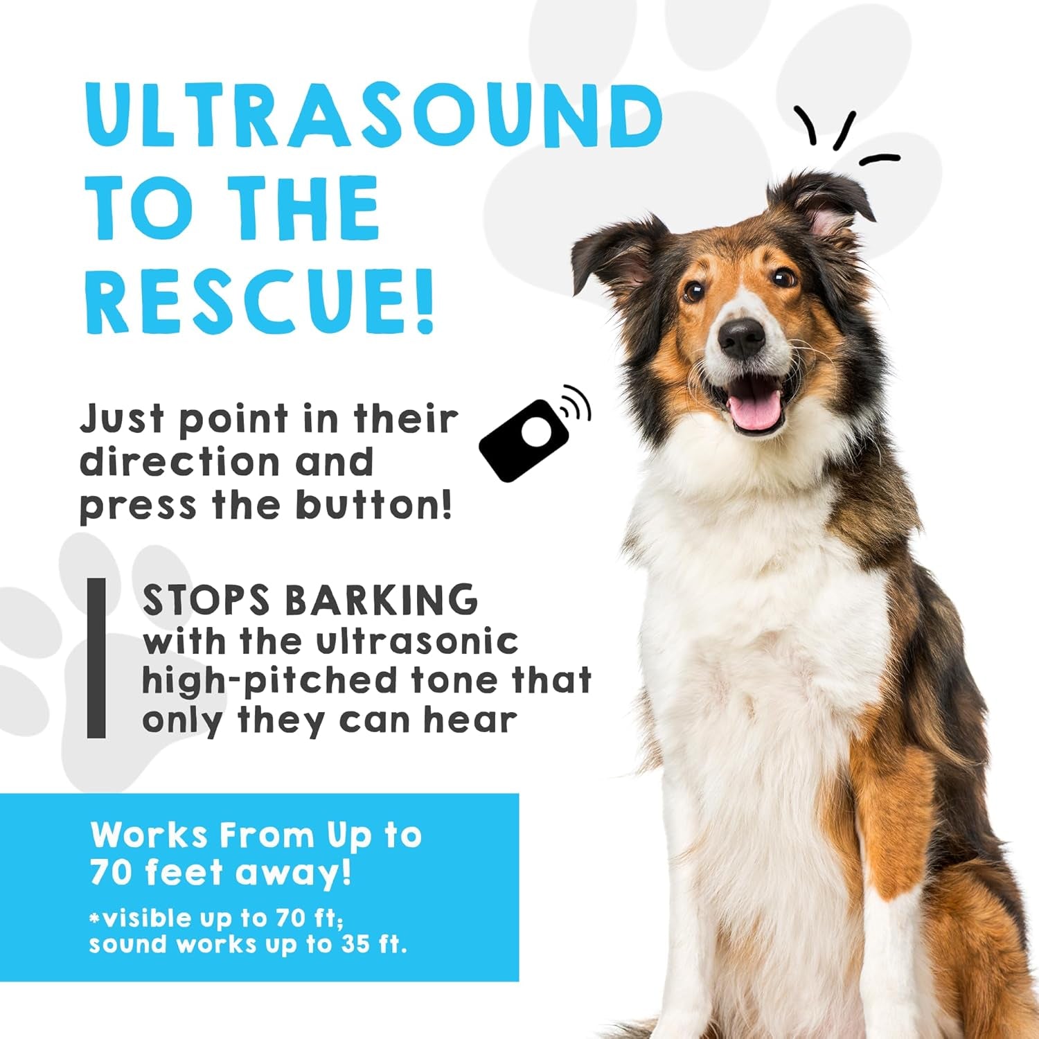 Ultrasonic Dog Bark Deterrent & Behavior Corrector - Stop Barking, Jumping, Aggression without Yelling -Just Point & Press! Backed by Kevin Harrington from Shark Tank (White Rechargeable)