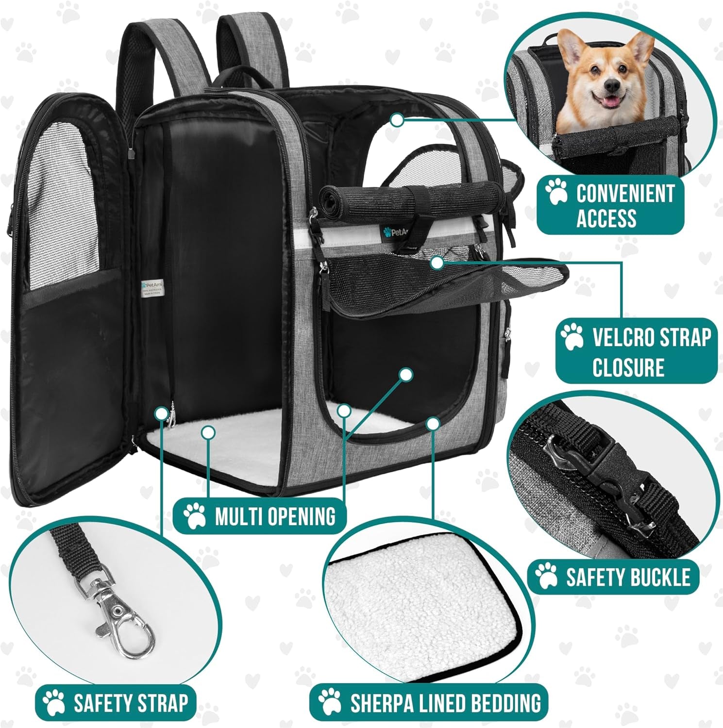 Pet Carrier Backpack for Small and Large Dogs, Puppies, Ventilated Hiking Bag for Pet, Travel Bag, Pet Approved Backpack