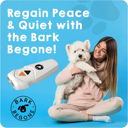 Ultrasonic Dog Bark Deterrent & Behavior Corrector - Stop Barking, Jumping, Aggression without Yelling -Just Point & Press! Backed by Kevin Harrington from Shark Tank (White Rechargeable)