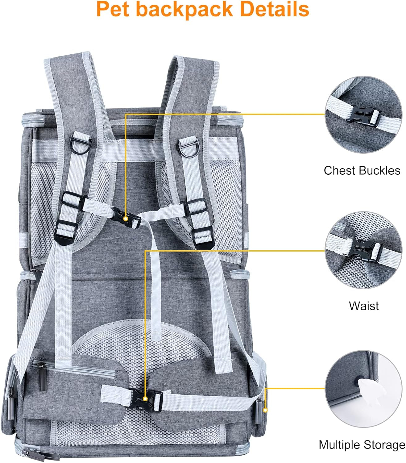 Double Cat Carrier for 2 Cats,Dog Backpack Carrier for Medium Dogs,Double Compartment Pet Carrier Backpack for Dual Pets,For Outdoor Traveling Stroll and Picnic