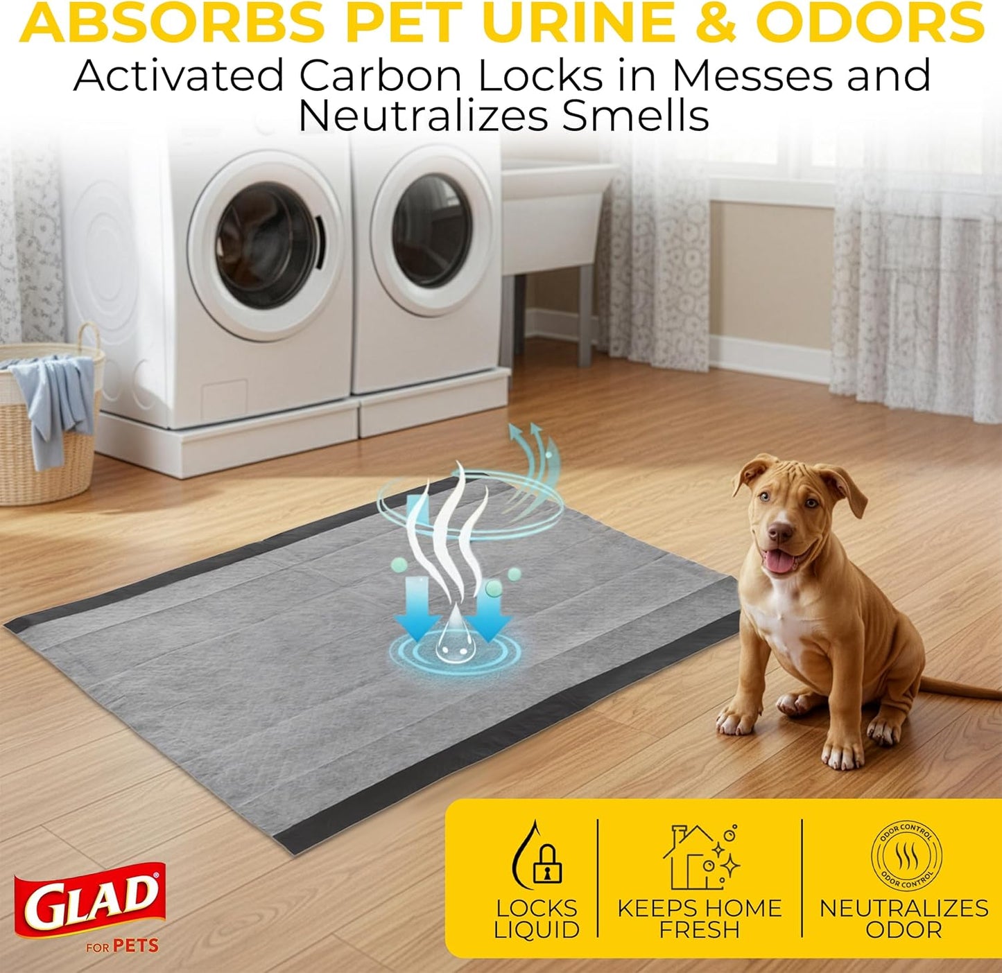 for Pets Jumbo Activated Carbon Training Pads for Large Breeds | Best Jumbo Dog Pee Pads for Absorbing Urine and Odor Quickly | Eliminates Urine Odor on Contact, 30 Count, Black
