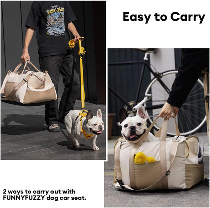 Waterproof Dog Car Seat for Small & Medium Dogs up to 35Lbs,Fully Detachable and Washable Dog Travel Carrier＆Pet Car Seat Bed with Thick Cushion, Breathable Mesh,Adjustable Straps(Beige)
