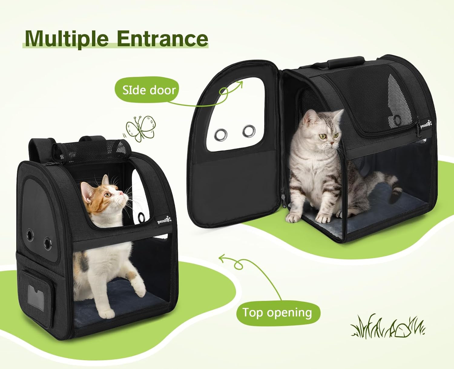 Dog Carrier Backpack Expandable, Pet Backpack Carrier for Small Dogs & Cats up to 18 Lbs, Waterproof & Breathable Mesh Design, Ideal for Hiking, Travel, Camping, and Outdoor Adventures Black