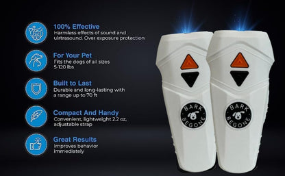Ultrasonic Dog Bark Deterrent & Behavior Corrector - Stop Barking, Jumping, Aggression without Yelling -Just Point & Press! Backed by Kevin Harrington from Shark Tank (White Rechargeable)