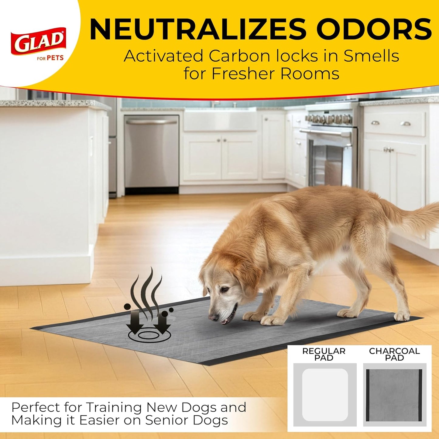 for Pets Jumbo Activated Carbon Training Pads for Large Breeds | Best Jumbo Dog Pee Pads for Absorbing Urine and Odor Quickly | Eliminates Urine Odor on Contact, 30 Count, Black