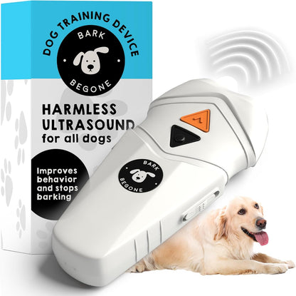 Ultrasonic Dog Bark Deterrent & Behavior Corrector - Stop Barking, Jumping, Aggression without Yelling -Just Point & Press! Backed by Kevin Harrington from Shark Tank (White Rechargeable)