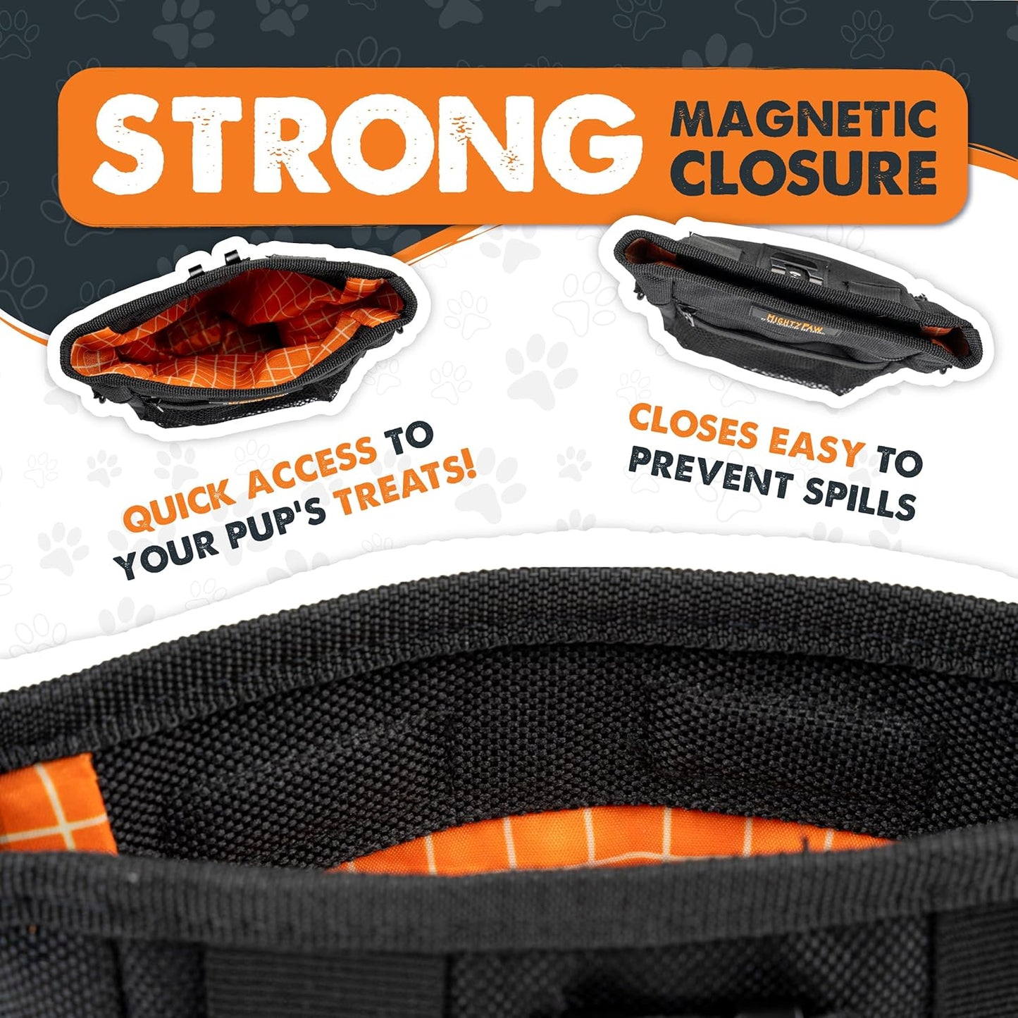 Dog Treat Pouch 2.0 | Pet Training Hands-Free Snack Bag W/Strap. Holds 2 Cups Kibble, Poop Bags, Phone & Keys. Magnetic Clasp & Waist Belt Clip. Includes 1 Roll of Poop Bags